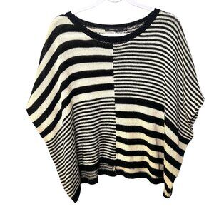 Epique Moi black and white striped knit poncho sweater. Size S/M